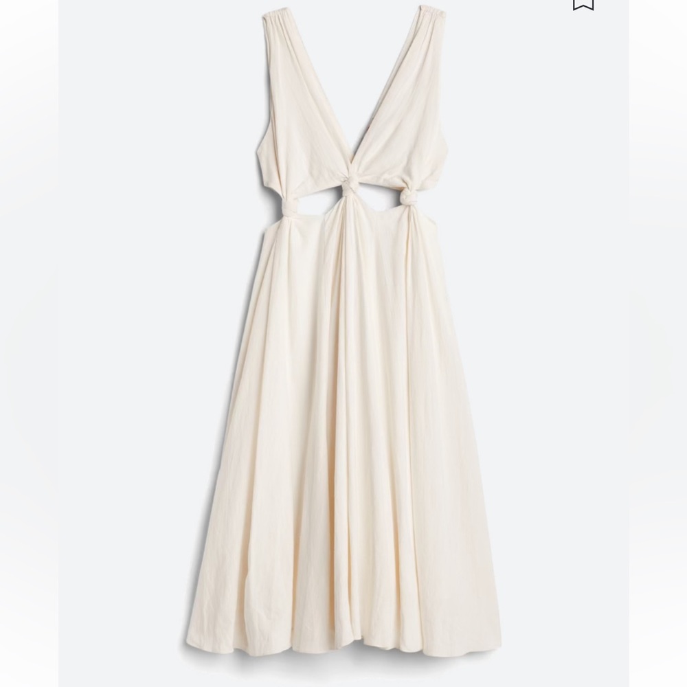 FARM Rio Cream Cutout Midi Dress